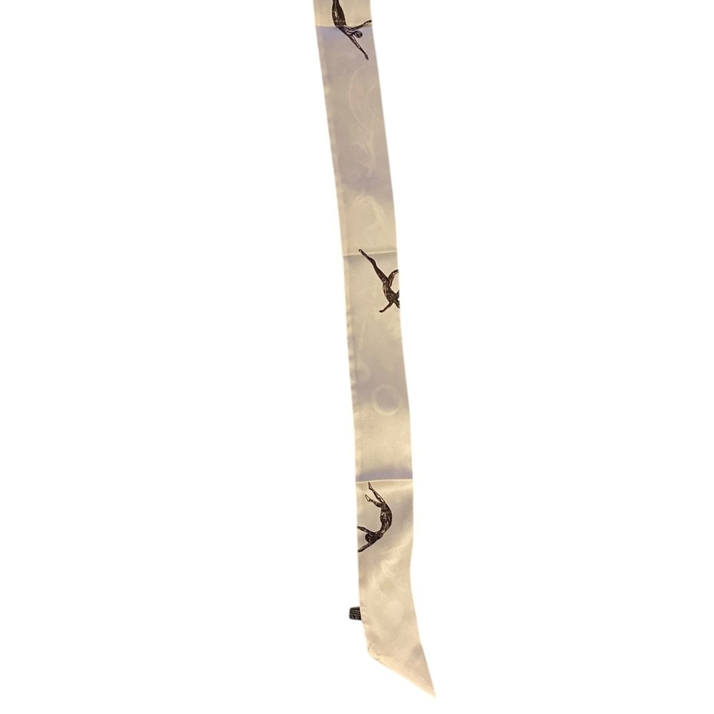 D Logo Brown Cream Satin Ethereal Print Mitzah Scarf Purse handle Tie Hair neck - Picture 7 of 7